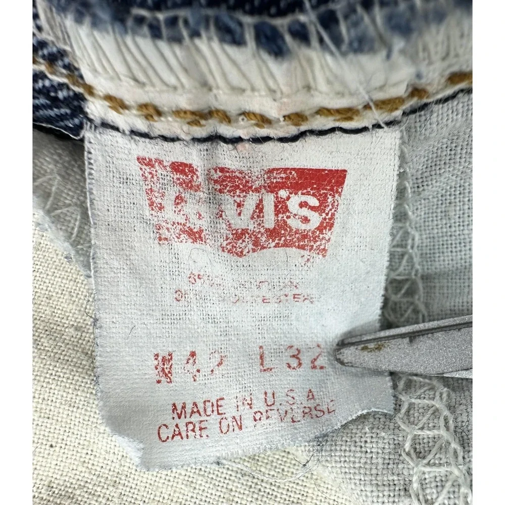 Vintage Levis Jeans Mens 42x32 Actual 39x30 Dark Blue Straight Leg USA Red Tag